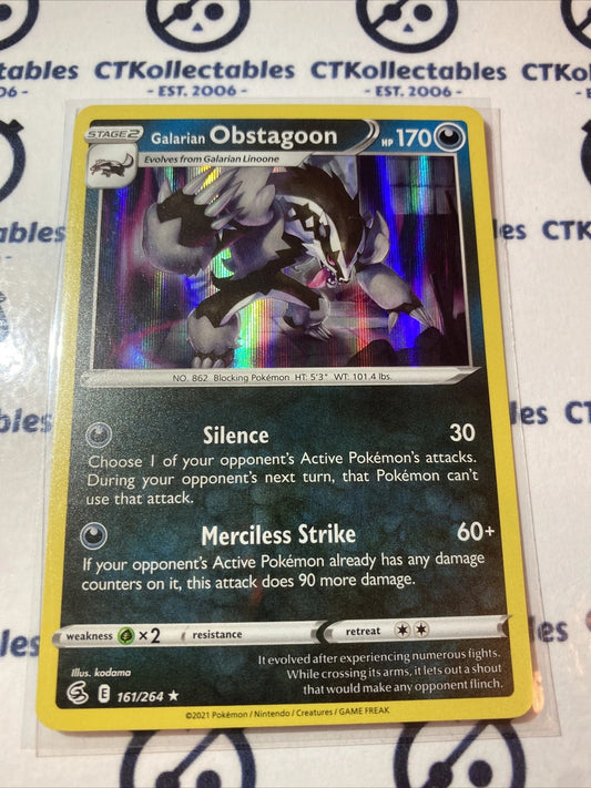 Galarian Obstagoon Holo Rare #161/264 Fusion Strike Pokemon Card