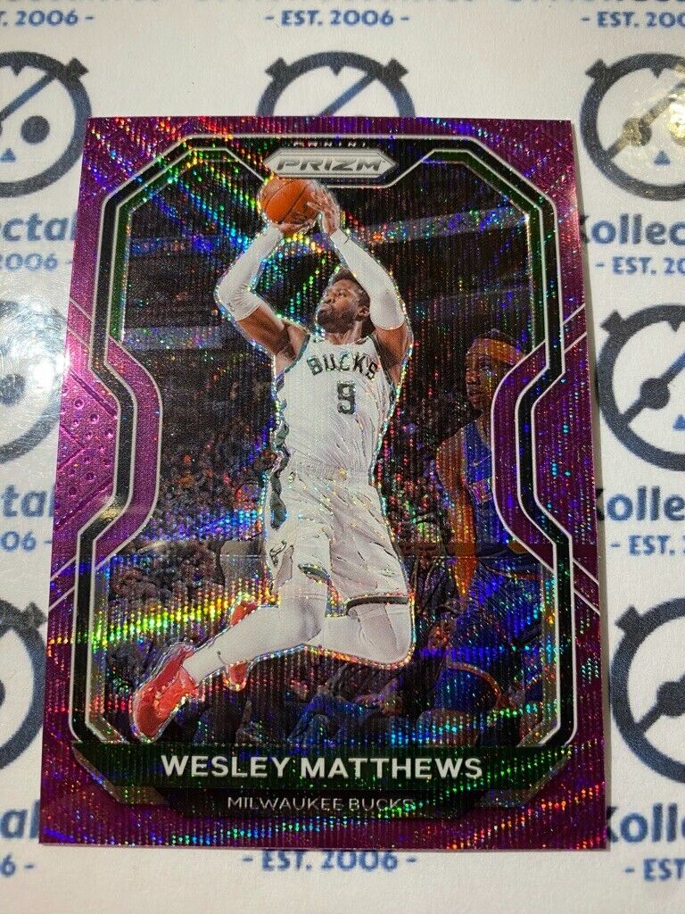 2021-22 Panini NBA Prizm Wesley Matthews Purple Wave Prizm #168 Bucks