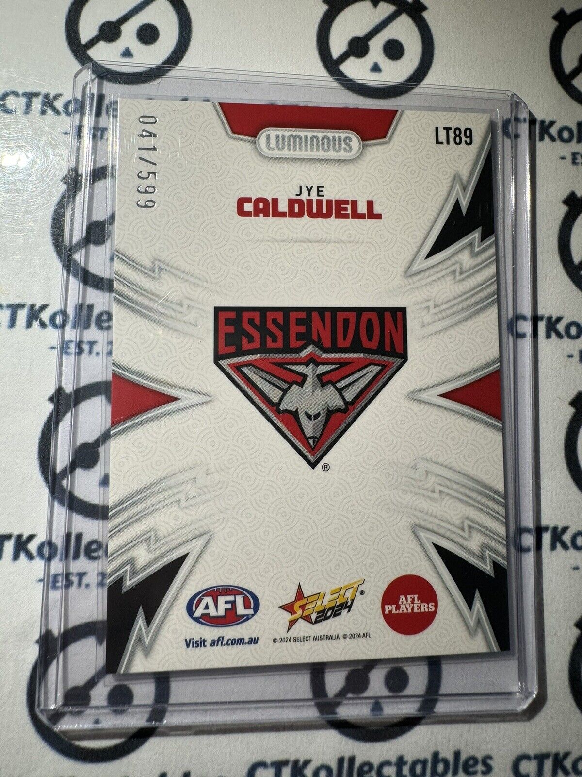 2024 AFL Footy Stars Thunderbolt Jye Caldwell #041/599 BOMBERS