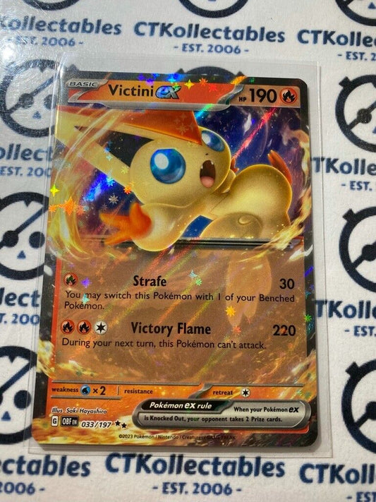 Victini EX Double Rare #033/197 2023 Obsidian Flames Pokemon Card