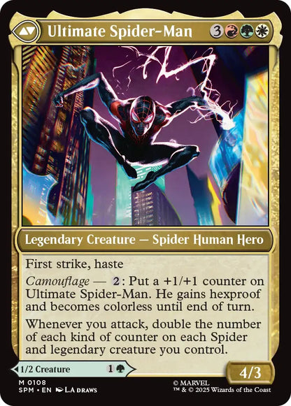 2025 MAGIC THE GATHERING SPIDER-MAN MILES MORALES / ULTIMATE SPIDER-MAN # M 0108 MYSTIC NON-FOIL LEGENDARY  CARD