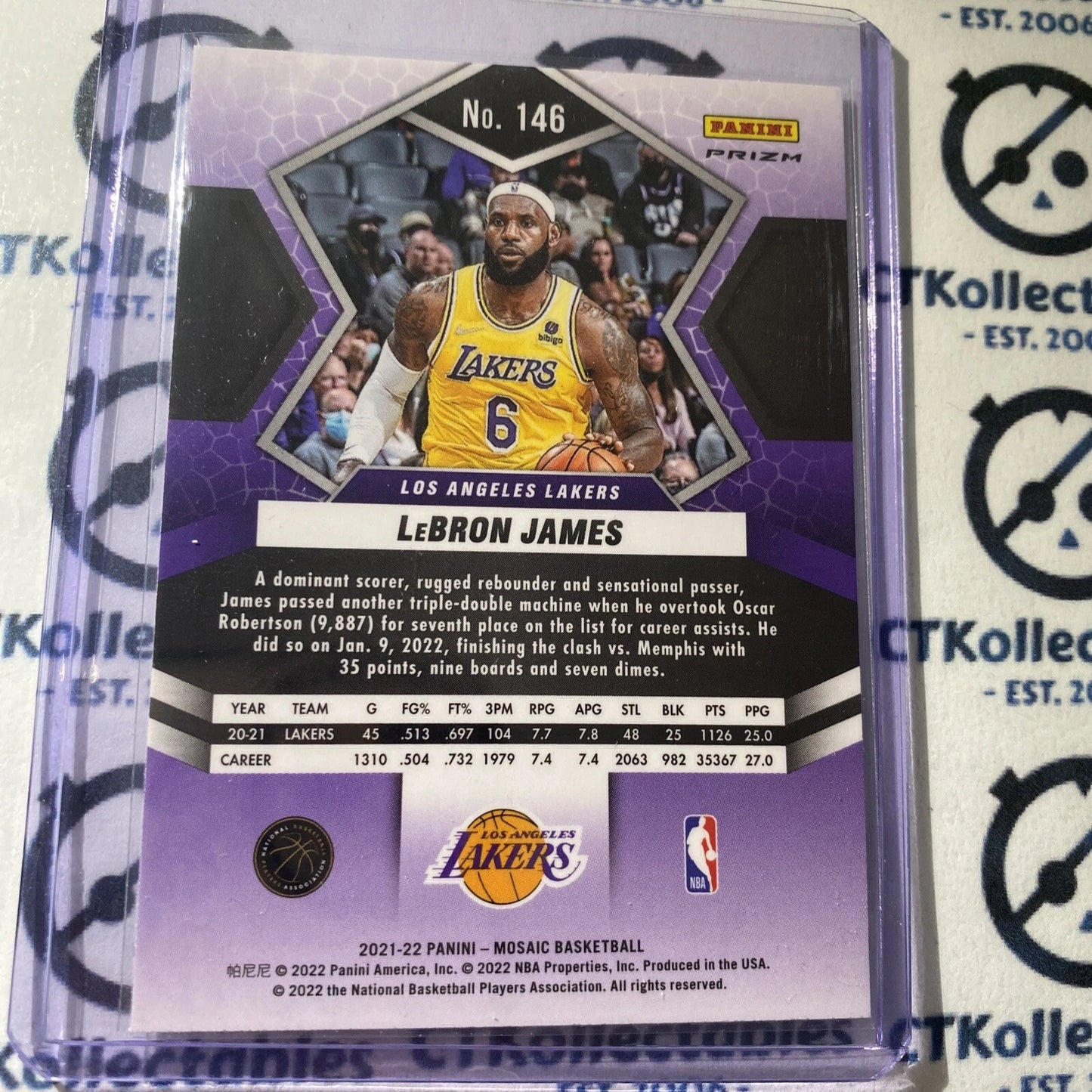 2021-22 Panini Nba Mosaic Lebron James Green Prizm #146 Lakers