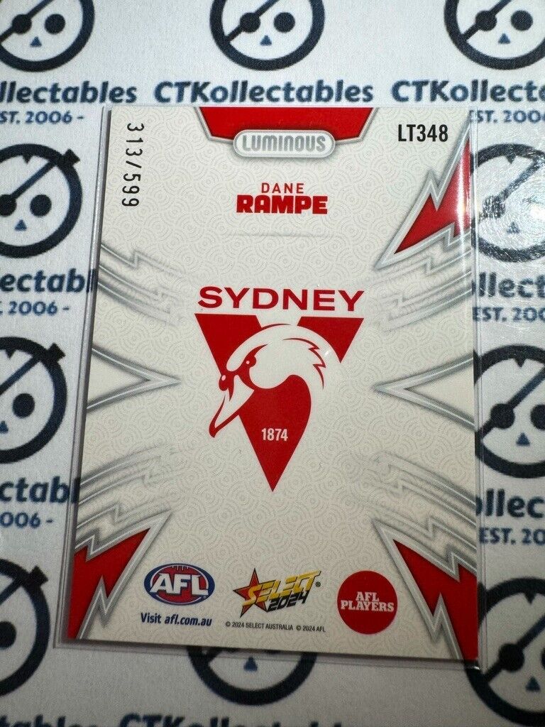 2024 AFL Footy Stars Thunderbolt LT348 Dane Rampe #313/599 Swans