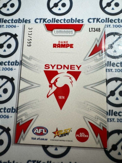 2024 AFL Footy Stars Thunderbolt LT348 Dane Rampe #313/599 Swans