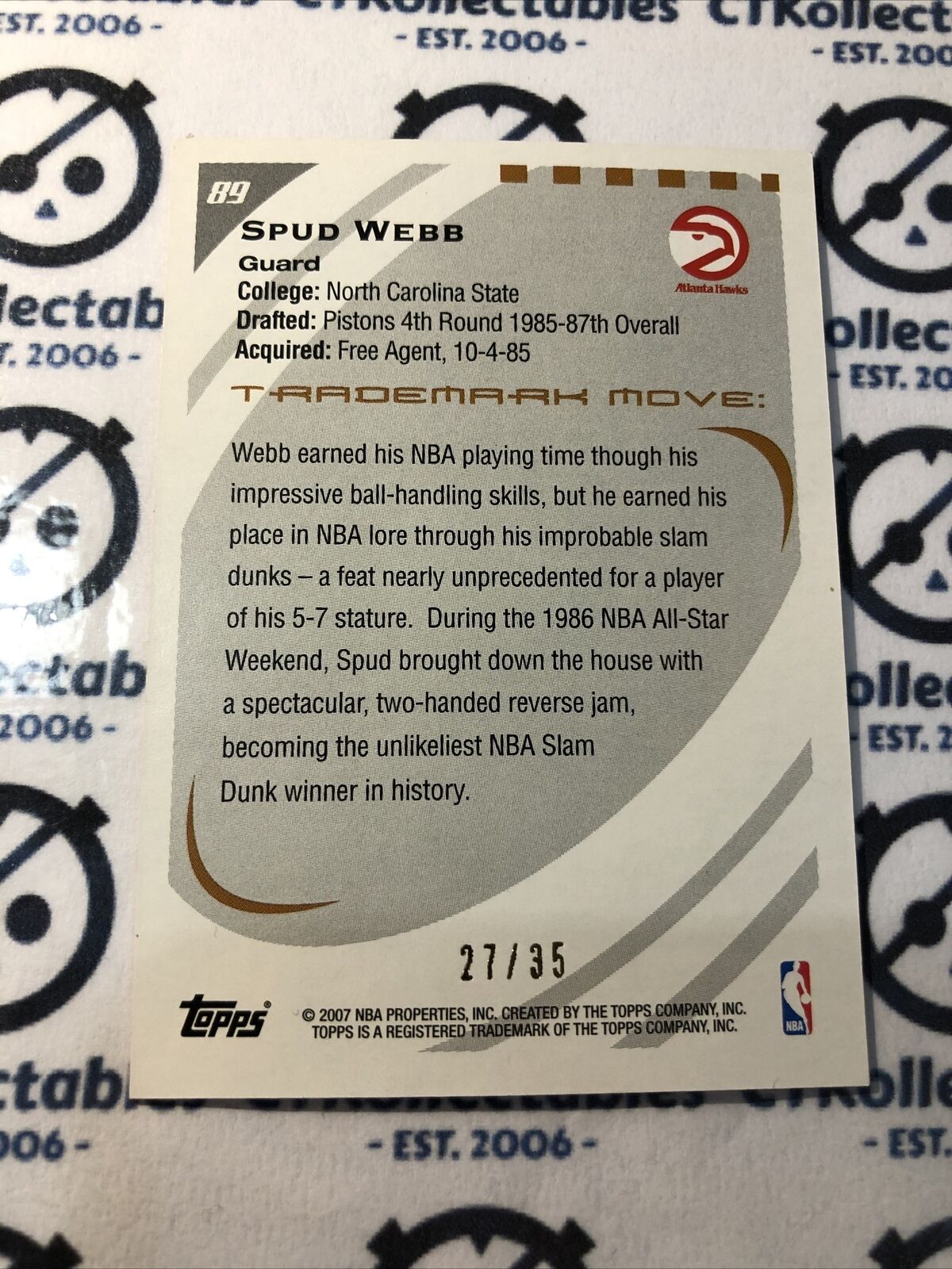 2006/07 Topps Trademark Moves Wood Red Spud Webb #27/35 Hawks