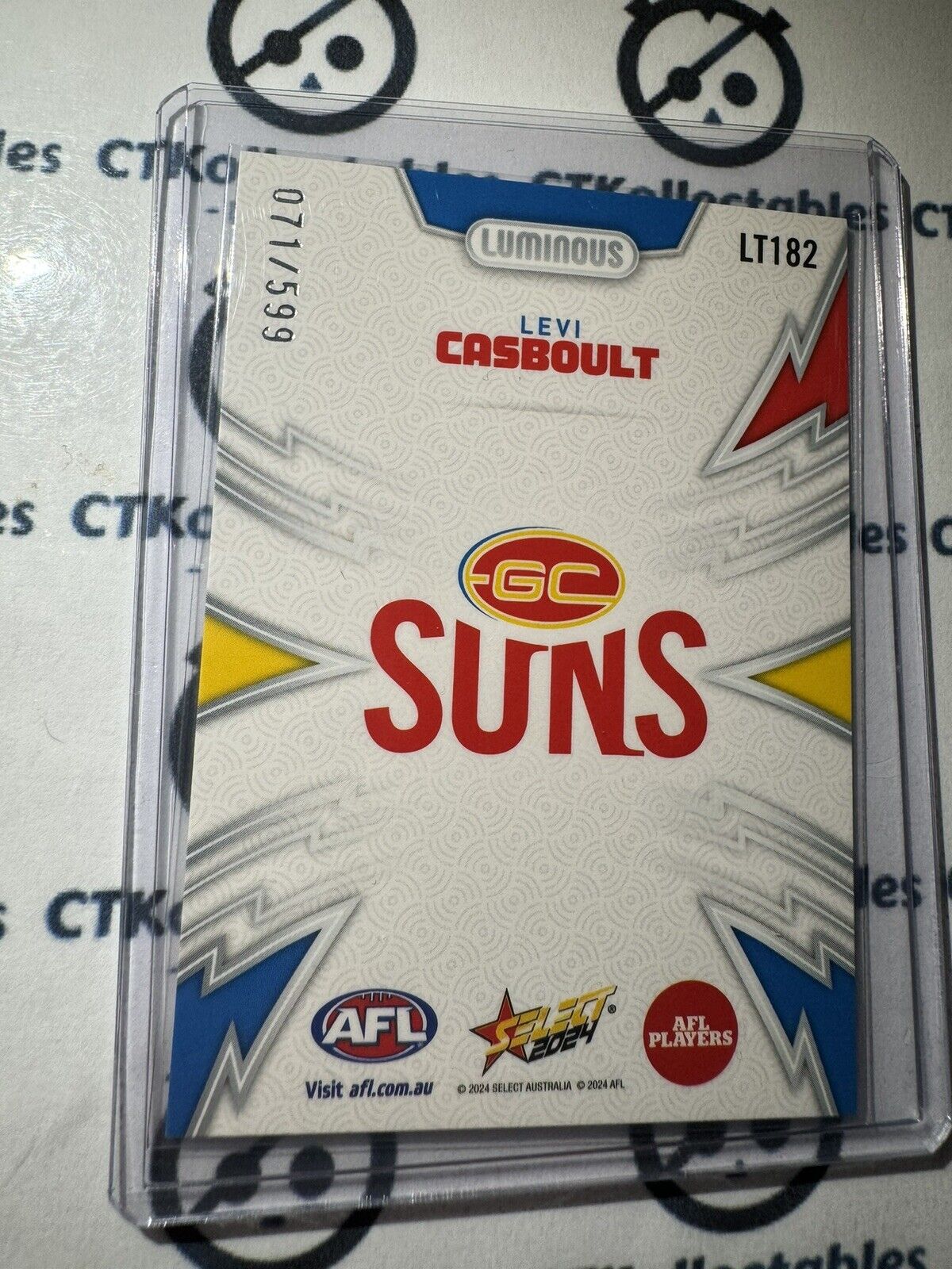 2024 AFL Footy Stars Thunderbolt LT182 Levi Casboult #071/599 Suns