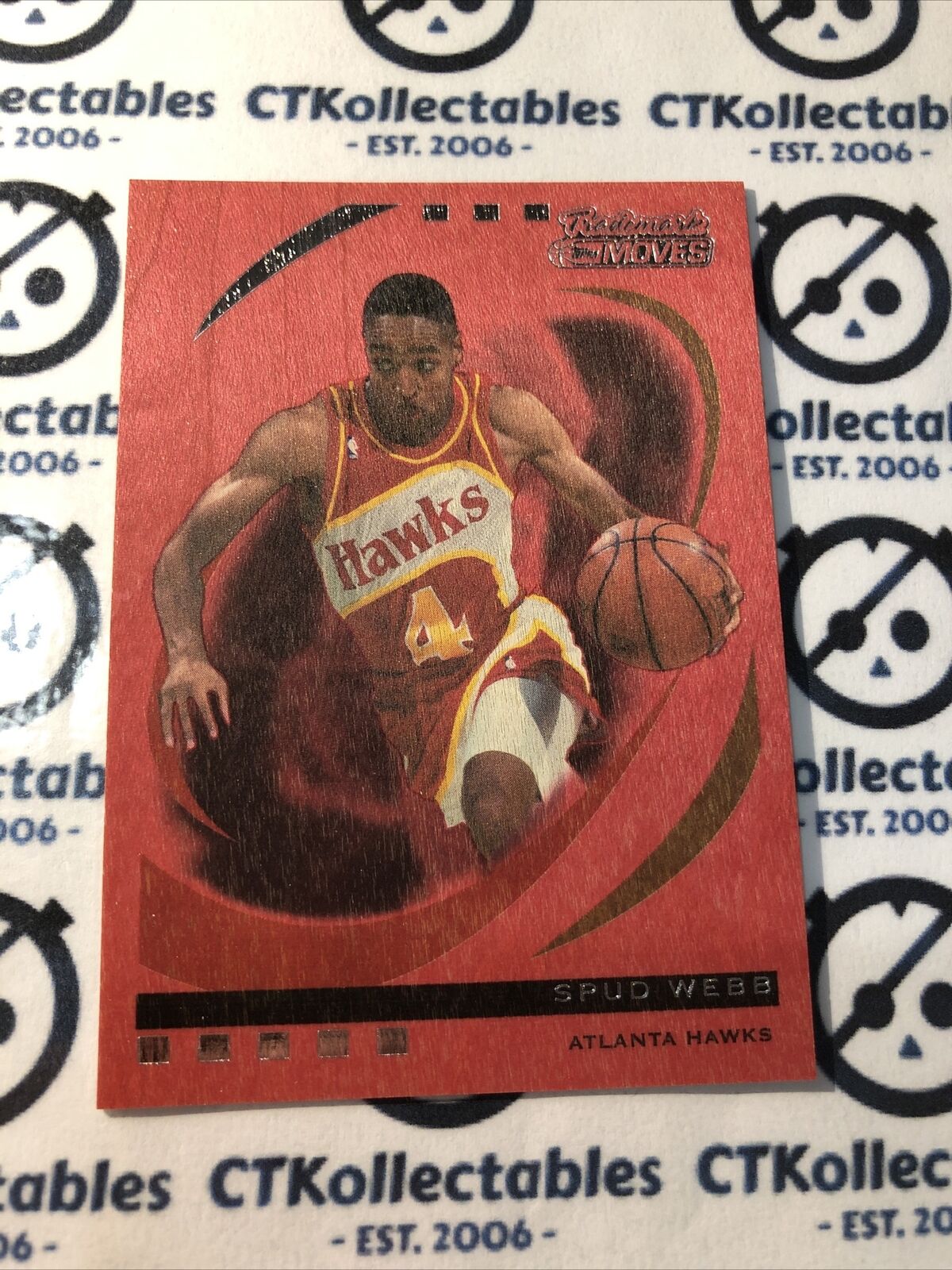 2006/07 Topps Trademark Moves Wood Red Spud Webb #27/35 Hawks