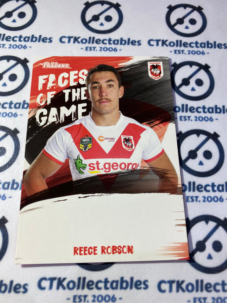 2019 NRL Traders Faces Of The Game Reece Robson FG52/64 Dragons