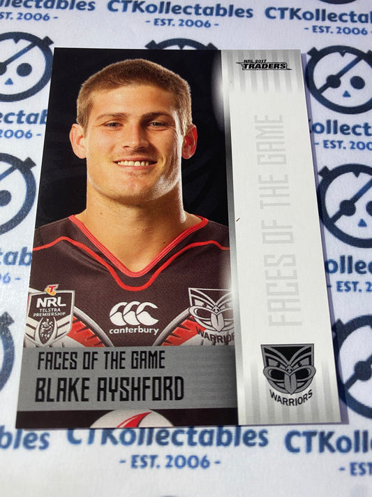 2017 NRL Traders Faces Of The Game Blake Ayshford FG43/48 warriors