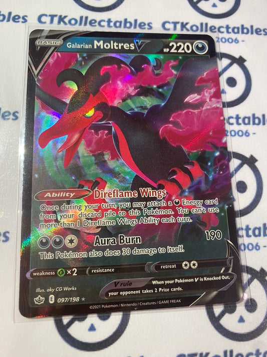 Galarian Moltres V Ultra Rare #097/198 Pokemon Sword & Shield Chilling Reign