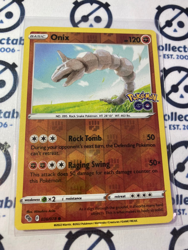 Onix Reverse Holo Card #036/078 2022 Sword & Shield Pokemon Go Pokemon Card