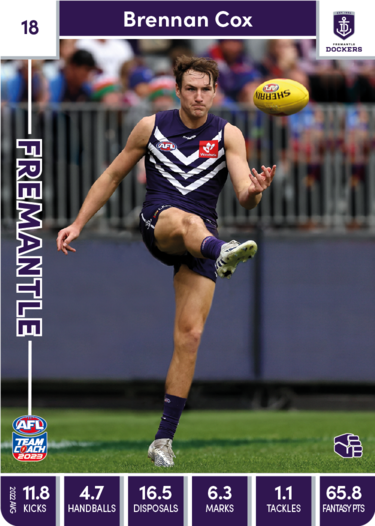 2023 AFL Teamcoach Base Card-#18 Brennan Cox Dockers