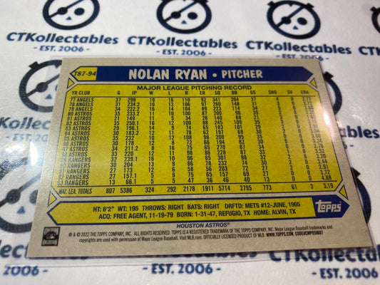 2022 Topps Opening Day Baseball Nolan Ryan Retro 35th Anniversary #t87-94 Astros