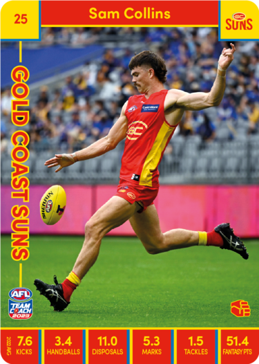 2023 AFL Teamcoach Base Card-#25 Sam Collins Suns