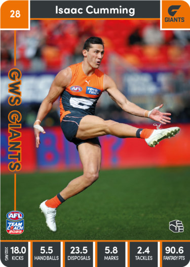 2023 AFL Teamcoach Base Card-#28 Isaac Cumming GWS