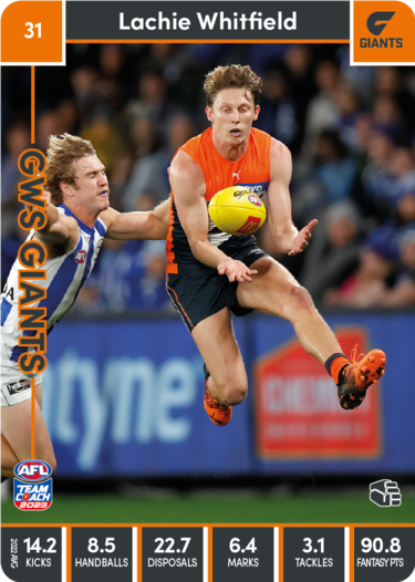 2023 AFL Teamcoach Base Card-#31 Lachie Whitfield GWS