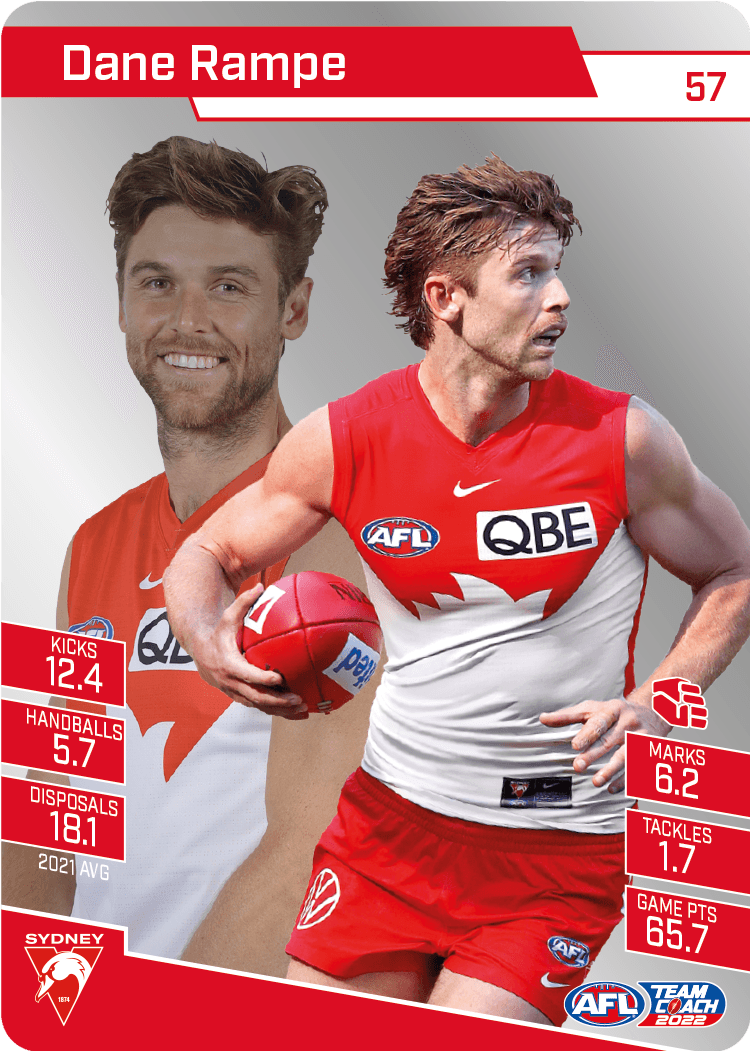 2022 AFL Teamcoach Silver Parallel #57 Dane Rampe