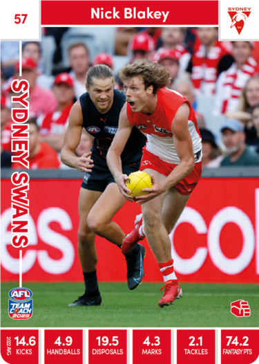 2023 AFL Teamcoach Base Card-#57 Nick Blakey Swans