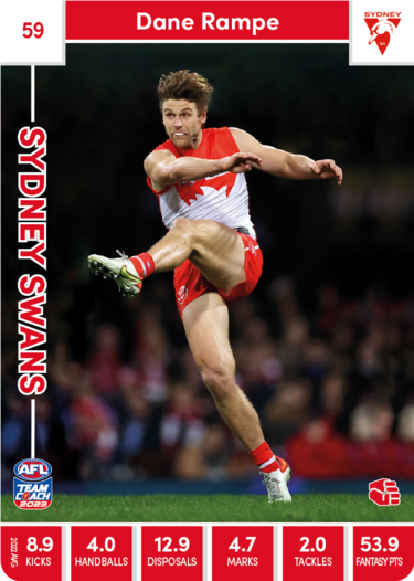 2023 AFL Teamcoach Base Card-#59 Dane Rampe Swans