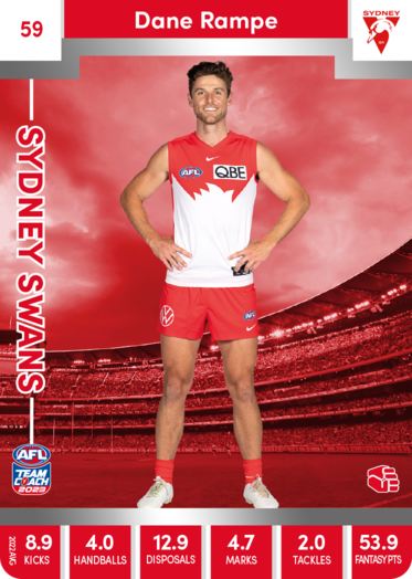 2023 AFL Teamcoach Silver Card #59 Dane Rampe