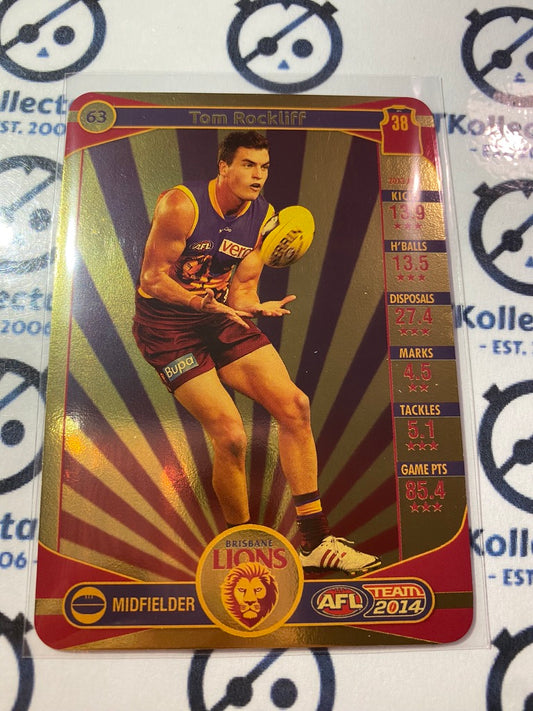 2014 AFL Teamcoach Gold Card #63 Tom Rockliff Lions