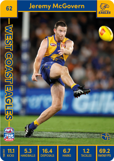 2023 AFL Teamcoach Base Card-#62 Jeremy MCGovern Eagles