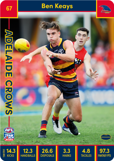 2023 AFL Teamcoach Base Card-#67 Ben Keays Crows