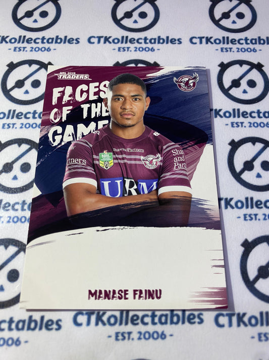 2019 NRL Traders Faces Of The Game Manase Fainu FG22/64 Manly