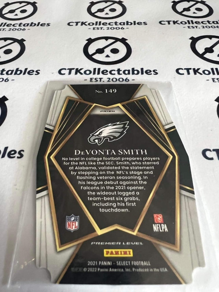 2021 NFL Panini Select DeVonta Smith Premier Level Prizm RC Black & Gold #149 Eagles