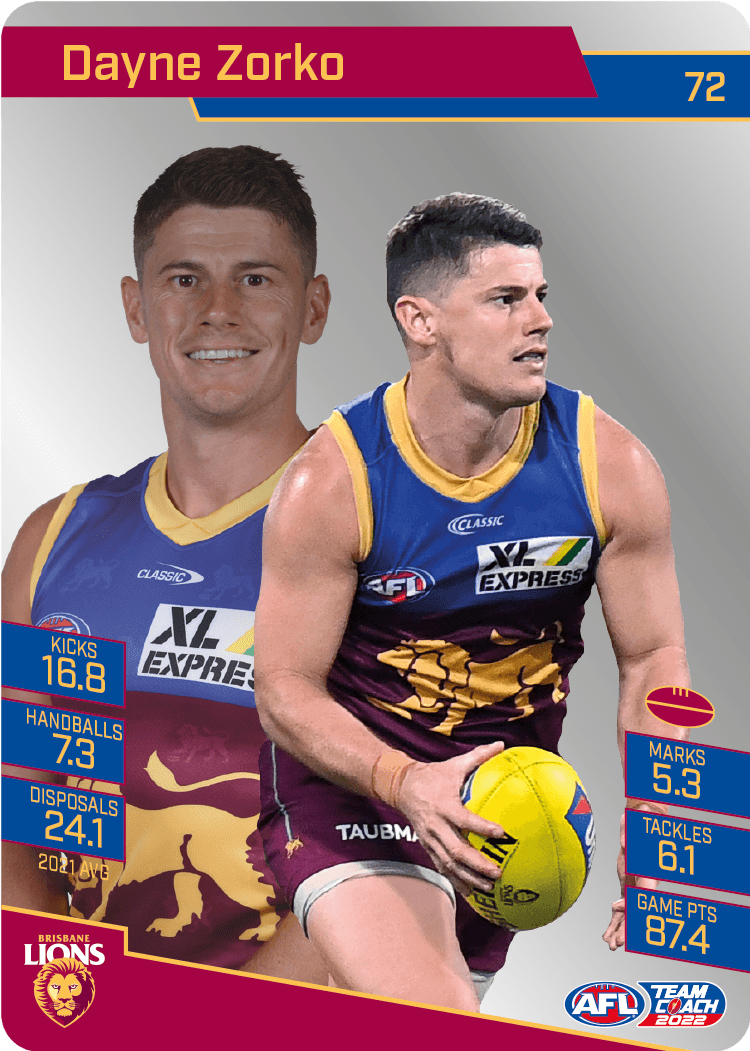 2022 AFL Teamcoach Silver Parallel #72 Dayne Zorko