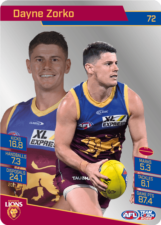 2022 AFL Teamcoach Silver Parallel #72 Dayne Zorko