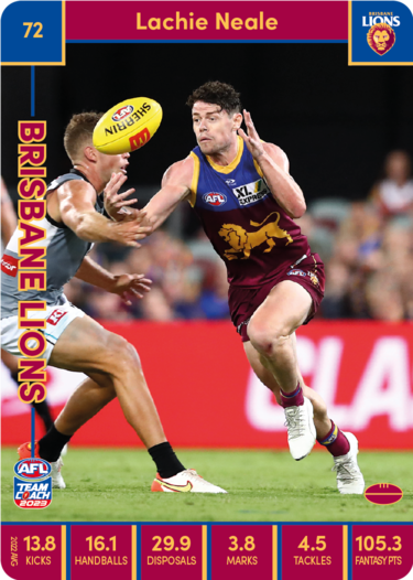 2023 AFL Teamcoach Base Card-#72 Lachie Neals Lions