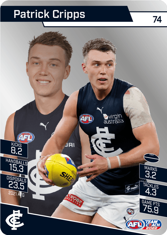 2022 AFL Teamcoach Silver Parallel #74 Patrick Cripps