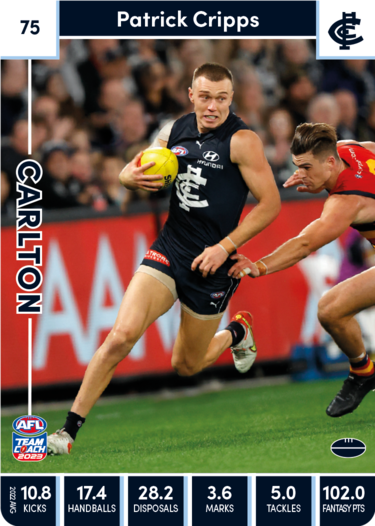 2023 AFL Teamcoach Base Card-#75 Patrick Cripps Blues