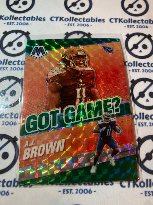 2021 Panini NFL Mosaic A.J Brown Got Game ? Green Mosaic Prizm #GG-19 Titans