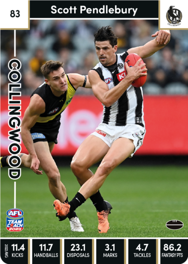2023 AFL Teamcoach Base Card-#83 Scott Pendlebury Magpies