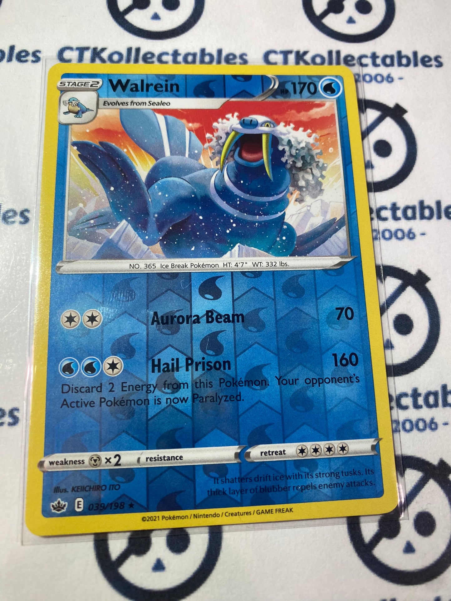 Walrein Reverse Holo #039/198 Pokémon Card Chilling Reign