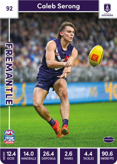 2023 AFL Teamcoach Base Card-#92 Caleb Serong Dockers