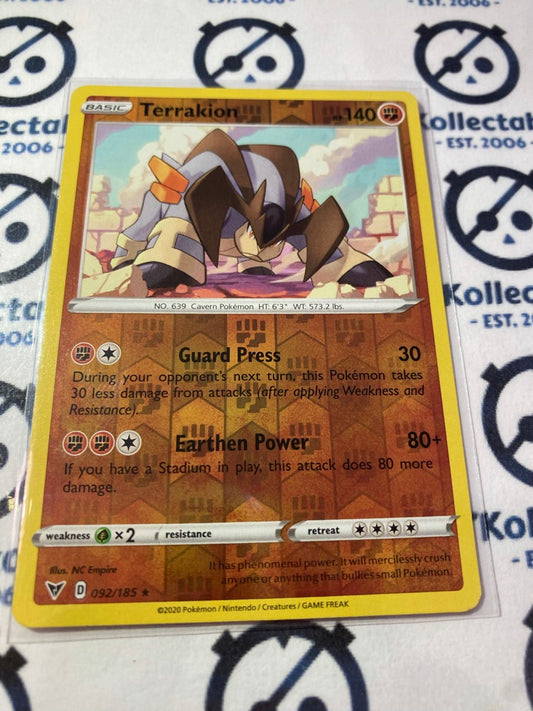 Terrakion #092/185 Reverse Holo Pokémon Card Vivid Voltage
