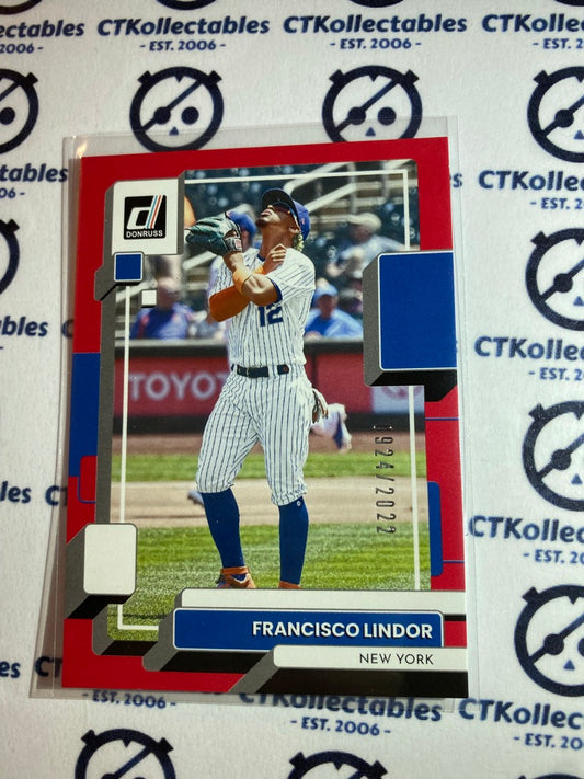 2022 Panini Donruss Baseball Red Francisco Lindor #0924/2022 New York