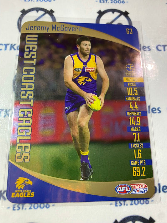 2020 AFL Teamcoach Gold #63 Jeremy McGovern Eagles