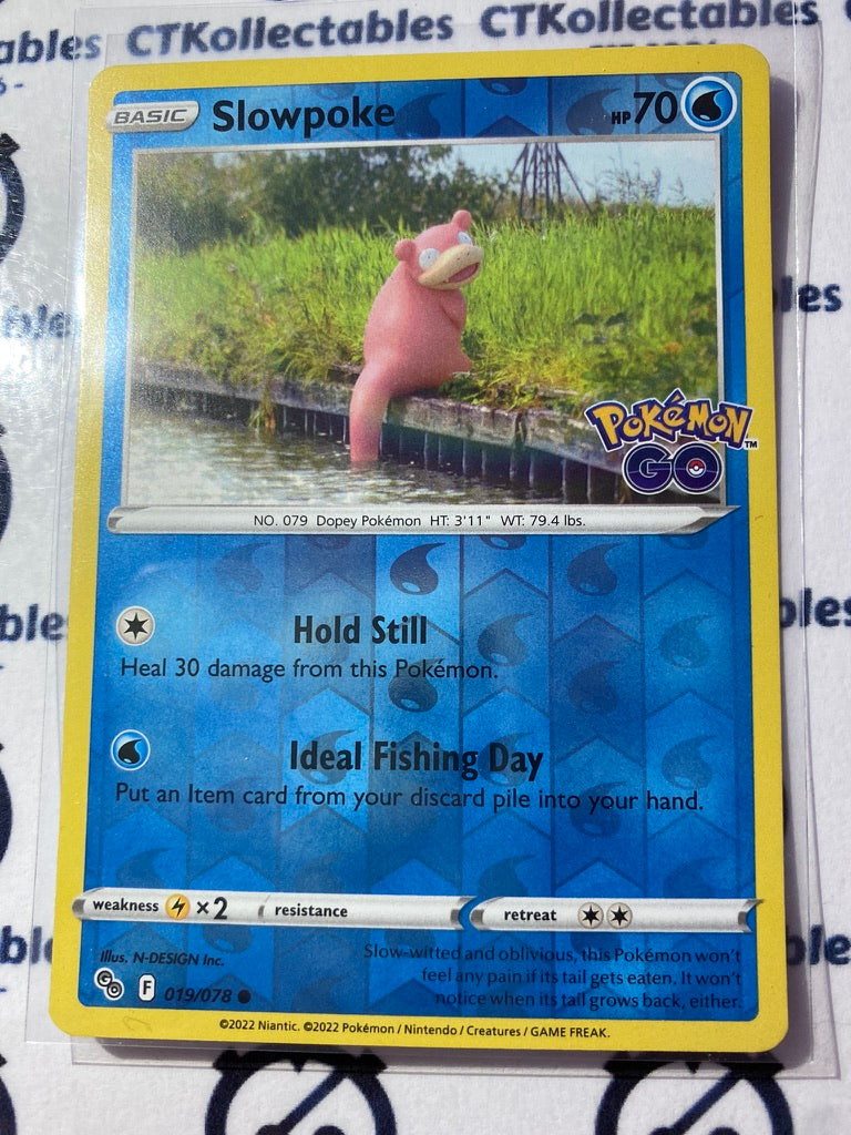 Slowpoke Reverse Holo Card #019/078 2022 Sword & Shield Pokemon Go Pokemon Card