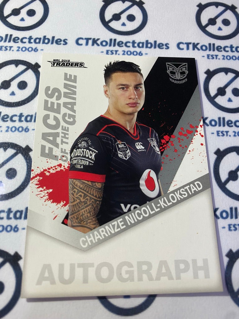 2018 NRL Traders Faces of the Game Charnze Nicoll-Klokstad FG59/64 Warriors