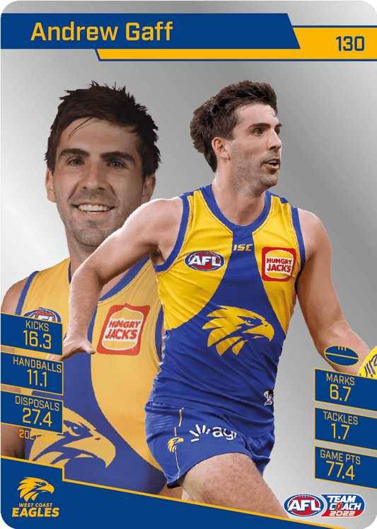 2022 AFL Teamcoach Silver Parallel #130 Andrew Gaff