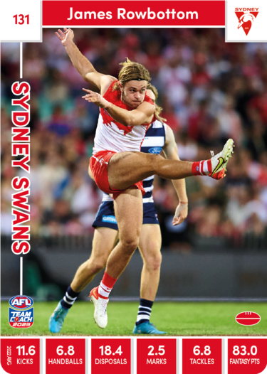 2023 AFL Teamcoach Base Card-#131 James Rowbottom Swans