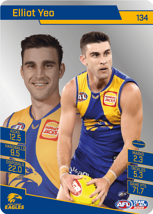 2022 AFL Teamcoach Silver Parallel #134 Elliot Yeo