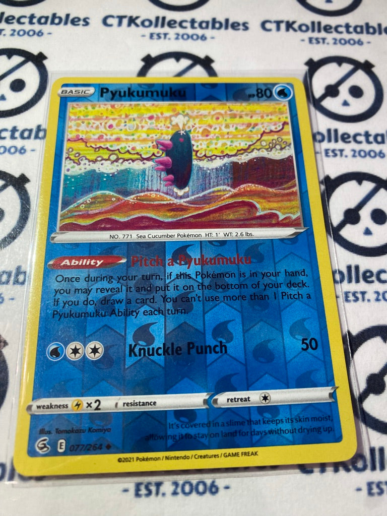 Pyukumuku Reverse Holo #077/264 2021 Sword & Shield Fusion Strike Pokemon Card