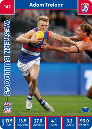 2023 AFL Teamcoach Base Card-#142 Adam Treloar bulldogs