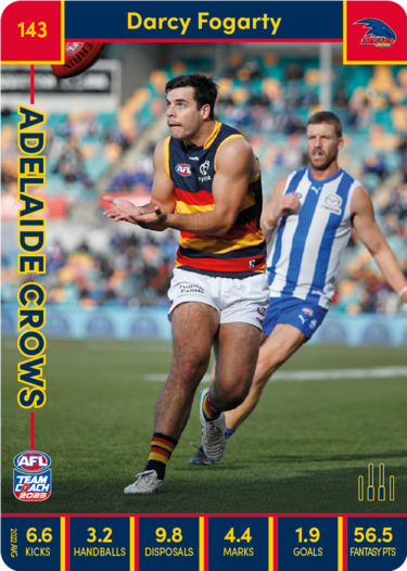 2023 AFL Teamcoach Base Card-#143 Darcy Fogarty Crows