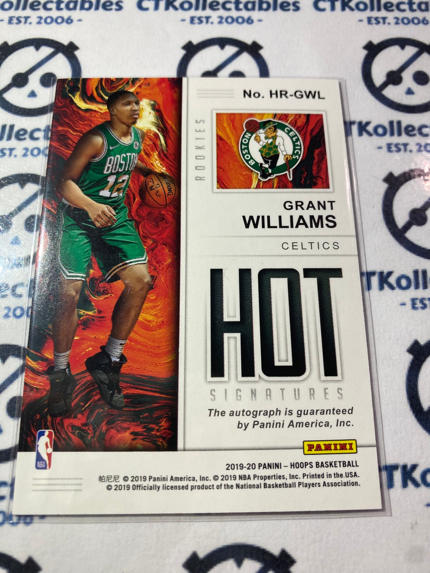2019-20 NBA Panini Hoops Grant Williams Hot Signatures Rookies #HR-GWL Celitcs